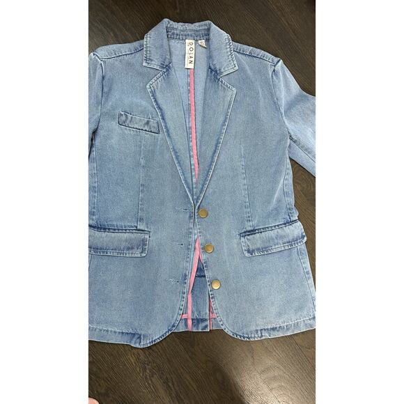 Dolan Left Coast Anthropologie Denim Boyfriend‎ Blazer Jacket Blue Size XXS - Picture 4 of 5